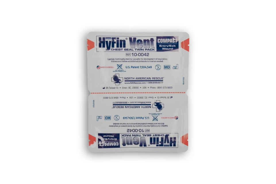 North American Rescue HyFin Vent Compact Chest Seal Twin Pack - Front